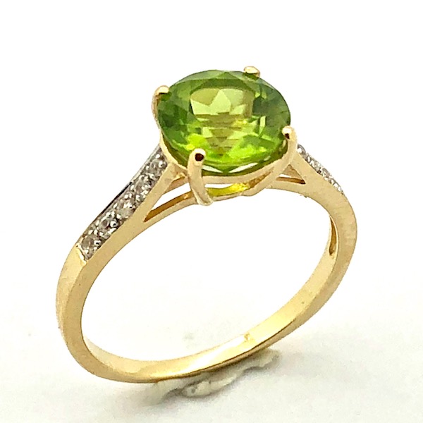 Fonkelnieuw 9 karaat solitair ring met groene edelsteen en zirconia - Juweelwinkel SZ-61