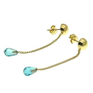 Gouden oorbellen met blauwe steen