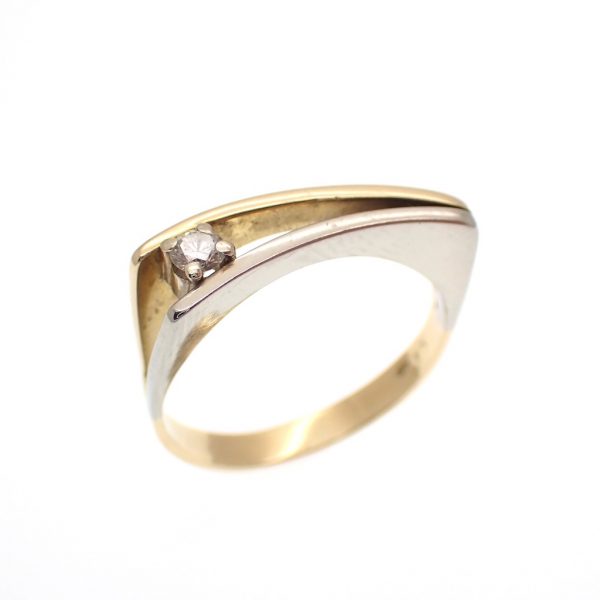 bicolor gouden solitair ring met diamant