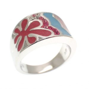 zilveren ring roze met zirconia