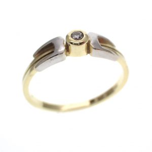 Bicolor gouden solitair ring diamant