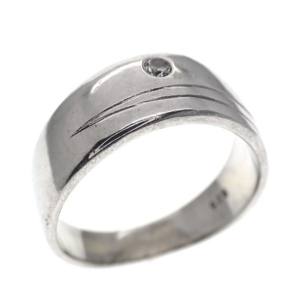 zilveren brede ring met zirzonia