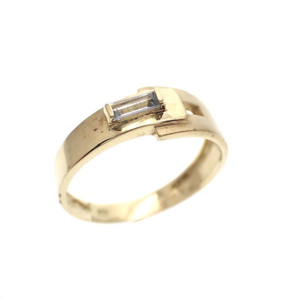 gouden ring gematteerd baquette zirconia