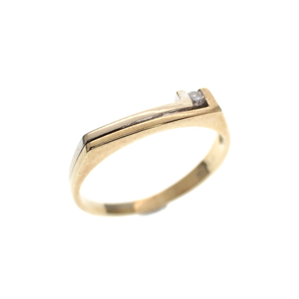 Bicolor gouden ring gezet met diamant ct. -