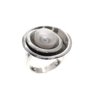zilveren parel ring