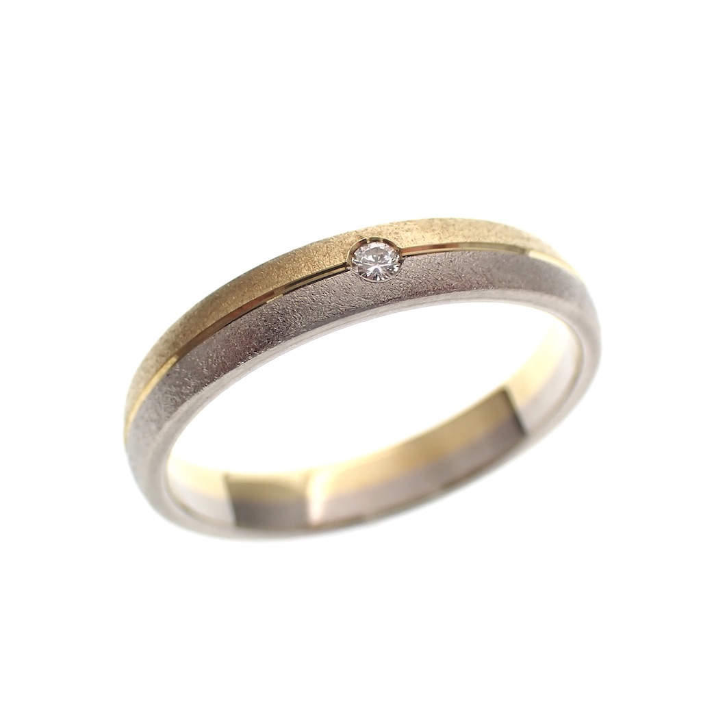 bicolor gouden ring met diamant 0,02 ct. Juweelwinkel.nl