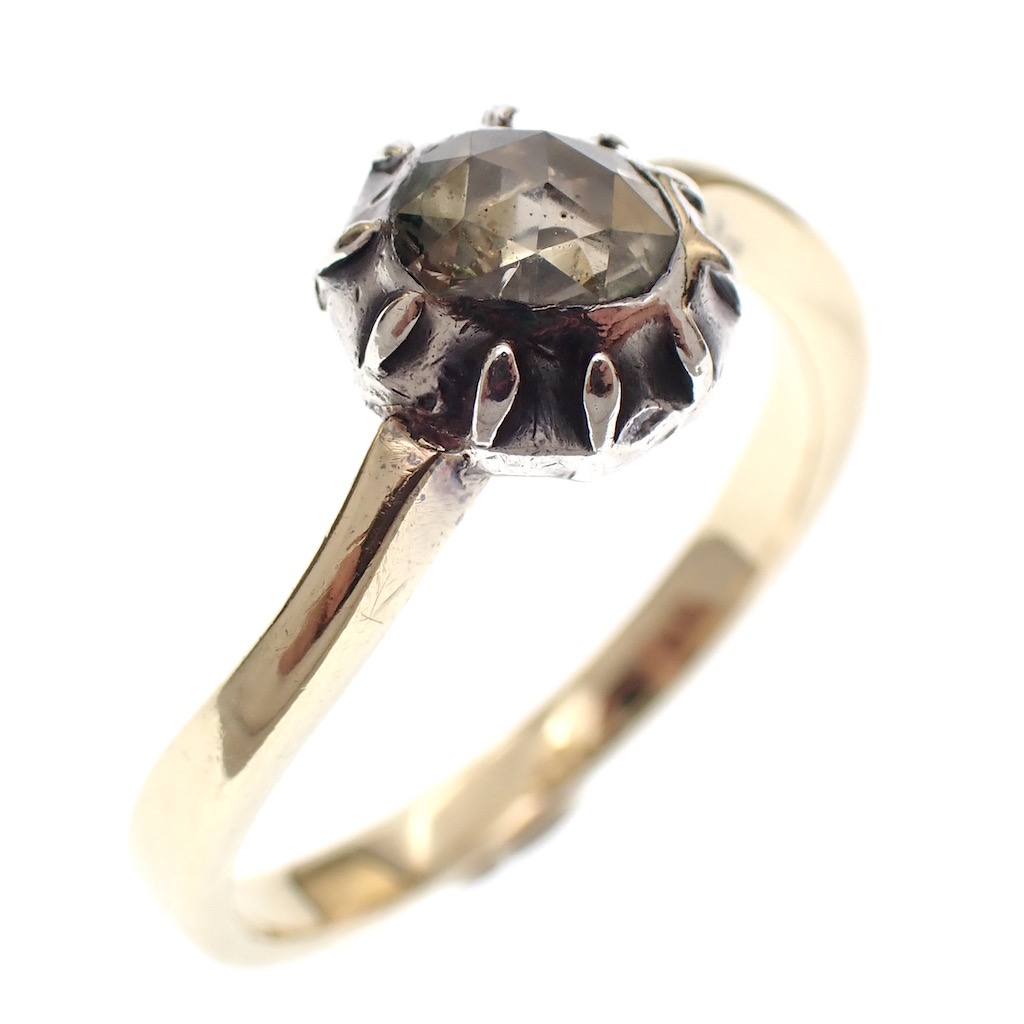 bellen privacy zag Antieke gouden ring met roos geslepen diamanten | 0,30 ct. - Juweelwinkel.nl