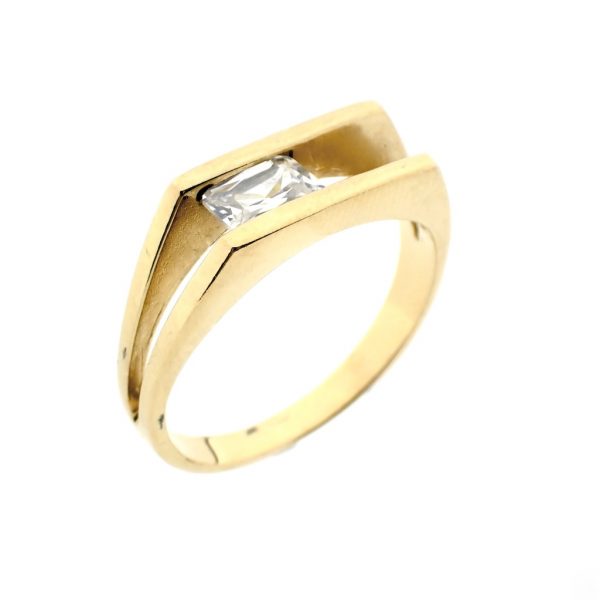 Gouden baquette ring met zirconia
