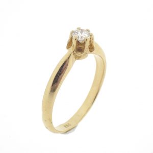 18 karaat geelgouden solitair ring met diamant