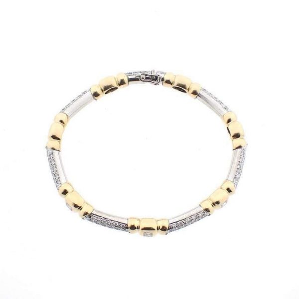 18 karaat wit- geelgouden armband met diamanten, bicolor