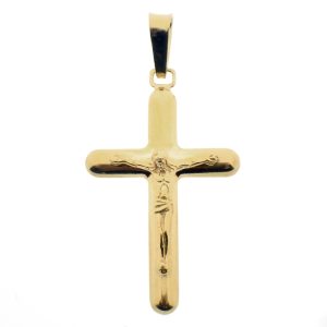 14 karaat geelgouden hanger van een kruis met corpus van christus
