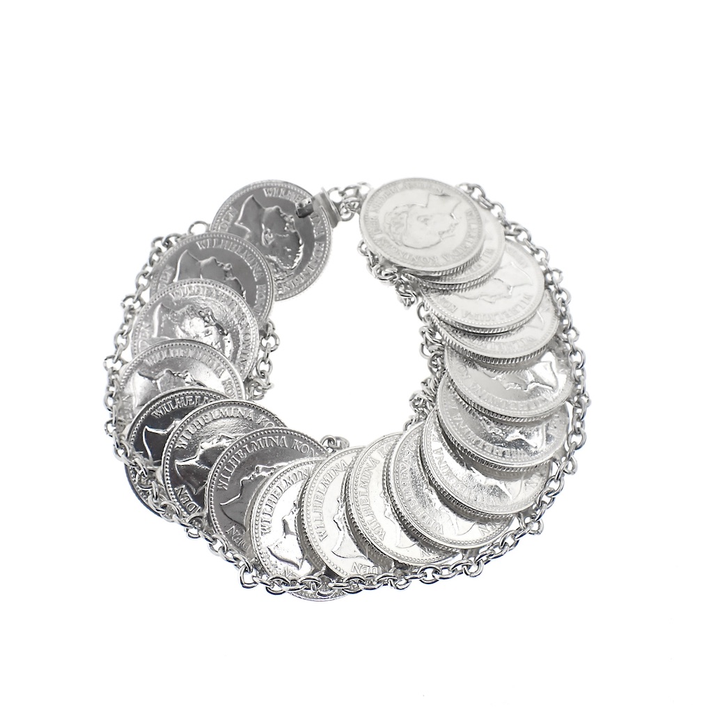 Peru betalen absorptie Zilveren armband van Koningin Wilhelmina munten | 24 cm - Juweelwinkel.nl