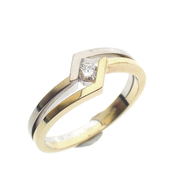 bicolor gouden ring met diamant