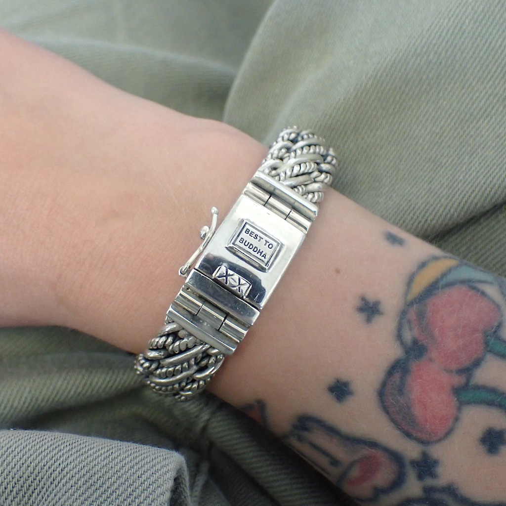 Zilveren armband; BUDDHA | 19 cm - Juweelwinkel.nl