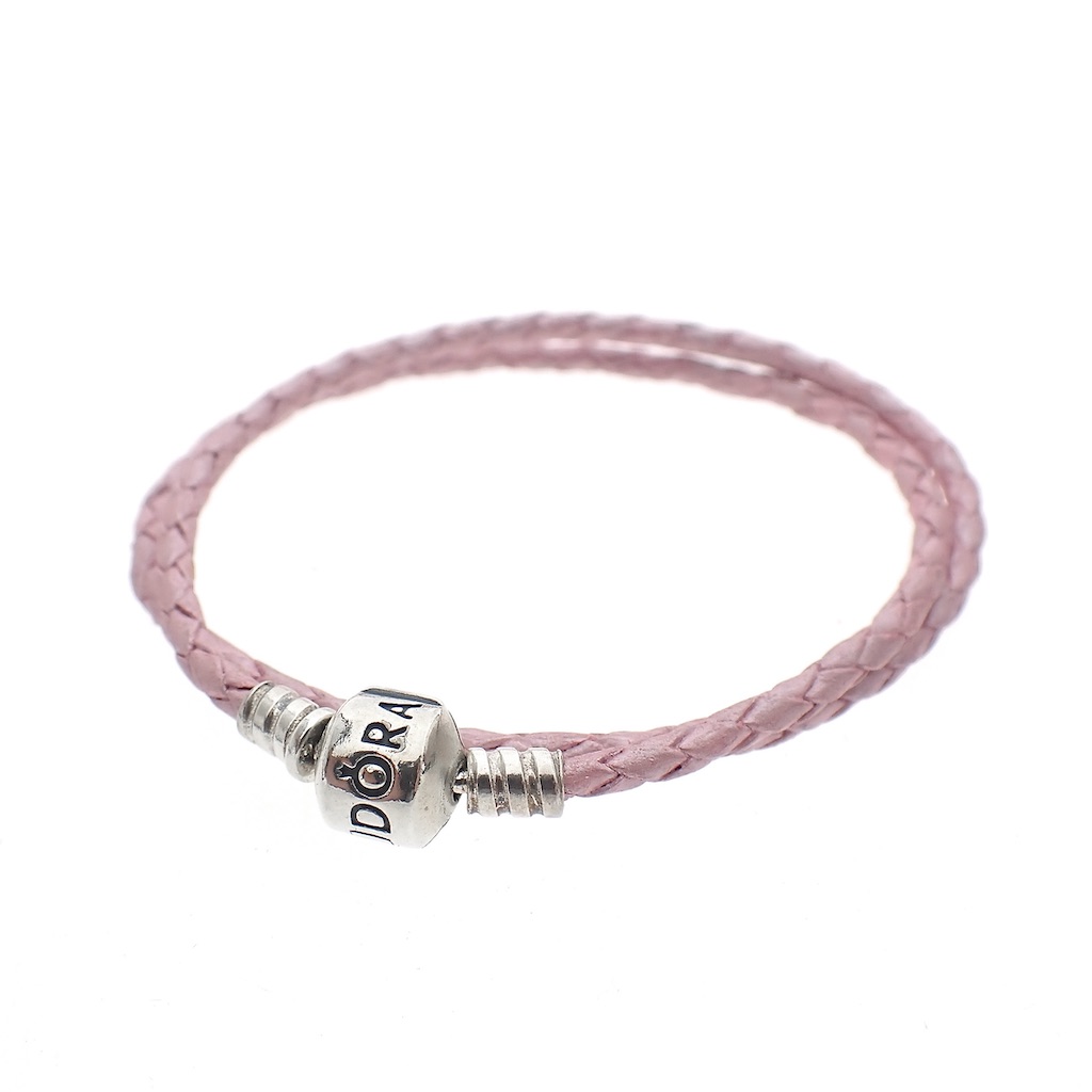 Refrein vice versa Tapijt Pandora Moments dubbel geweven roze leren armband; Zilver; | Ø 64 mm -  Juweelwinkel.nl