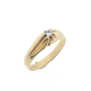 14 karaat geelgouden ring met 0,10 ct. diamant