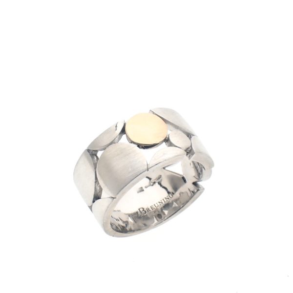zilveren met 14 karaat gouden cirkel ring van het merk Breuning