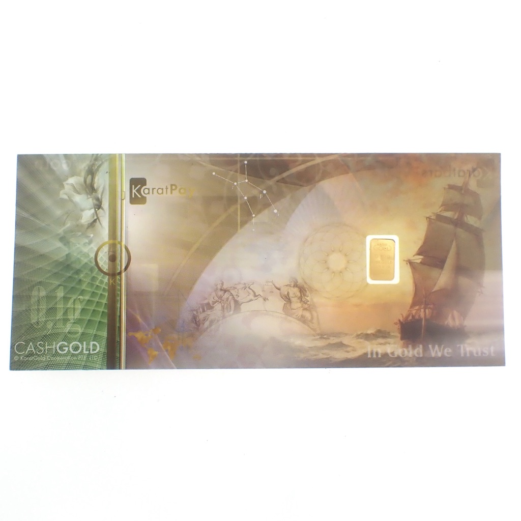 Op de grond commentaar Interactie Goudbaartje van 0,1 gram 999,9 puur goud in bankbiljet; KaratPay; CashGold  - Juweelwinkel.nl