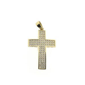 14 karaat gouden hanger van een kruis met zirconia