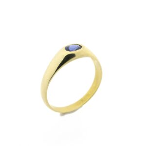18 Krt. Gouden ring met blauwe saffier