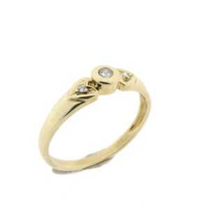 Gouden fantasie ring gezet met diamant | 0,04 ct.