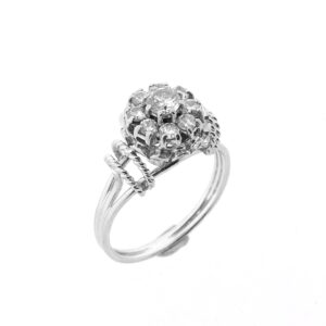 Witgouden ring met diamant en saffier | 0,12 ct.