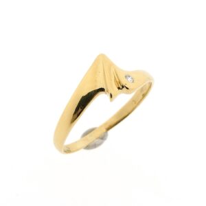 18 karaat geelgouden ring met 0,01 ct. diamant