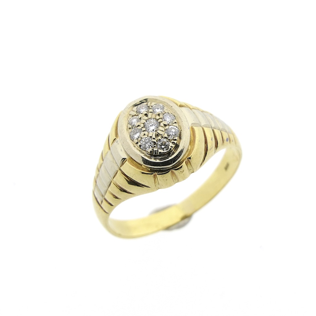 breken extreem Recensie Bicolor gouden heren ring met diamant | 0,20 ct. - Juweelwinkel.nl