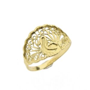14 karaat gouden ring met een zwaan