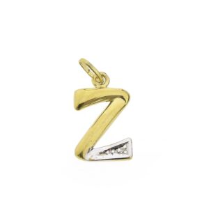 14 karaat gouden hanger van de letter Z met diamant