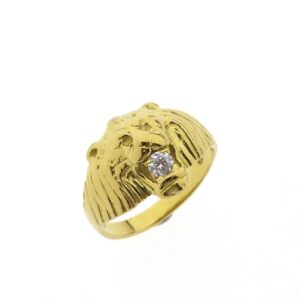 18 karaat gouden ring met leeuwenkop