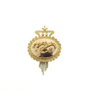 14 karaat antiek gouden Oud Hollandsche mutsenbel broche