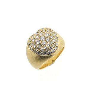 18 karaat hartvormige gouden ring met diamant