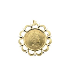 Gouden hanger/broche van 10 gulden munt Koningin Wilhelmina 1912
