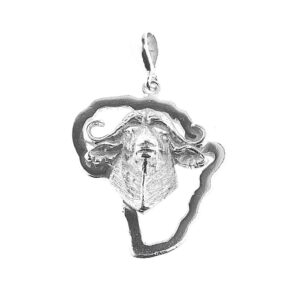 Zilveren kettinghanger van Afrika met een Afrikaanse buffel