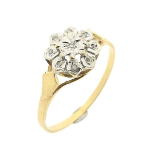 14 karaat gouden entourage ring met diamanten