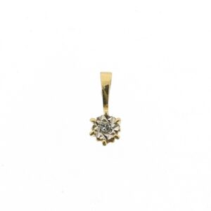14 karaat minimalistische geelgouden hanger met 0,10 ct. diamant