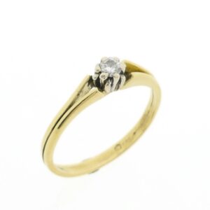 14 karaat geelgouden solitair ring met 0,14 ct. diamant