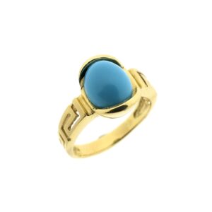 14 karaat gouden ring met meander patroon en turquoise