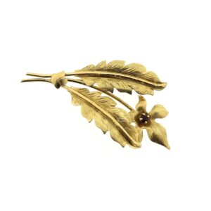14 karaat gouden florale hanger met granaat