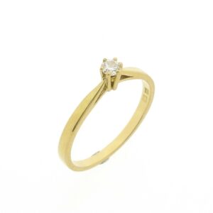 14 karaat geelgouden solitair ring met 0,11 ct. diamant