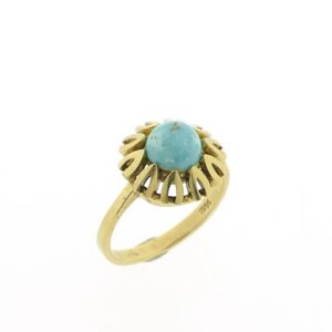 14 karaat geelgouden ring met Turquoise steen