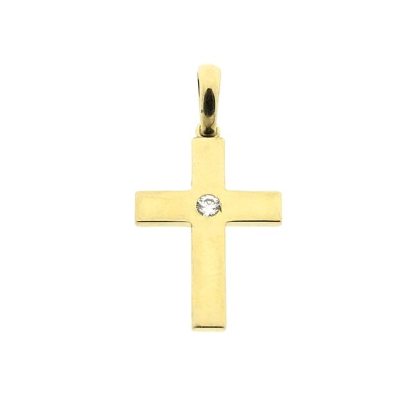 14 karaat gouden hanger van een kruis met zirconia