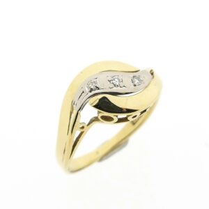 14 karaat bicolor gouden ring met diamant