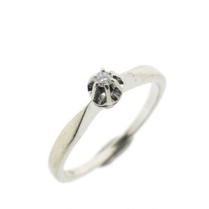 14 karaat witgouden solitair ring met diamant