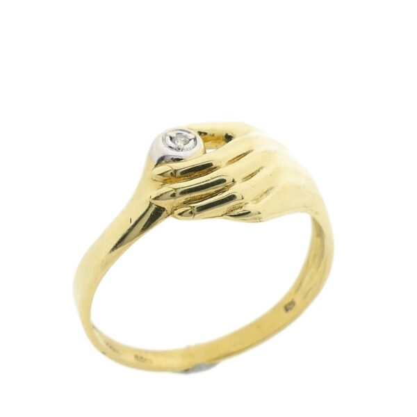 14 karaat geelgouden ring met 0,005 ct. diamant