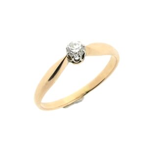 14 karaat rosé gouden solitair ring met diamant