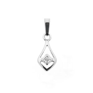 14 karaat witgouden subtiele hanger met diamant
