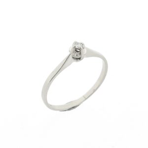 14 karaat witgouden solitair ring met 0,03 ct. diamant
