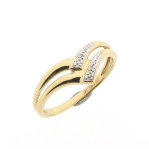 14 karaat gouden v-vorm ring met diamant